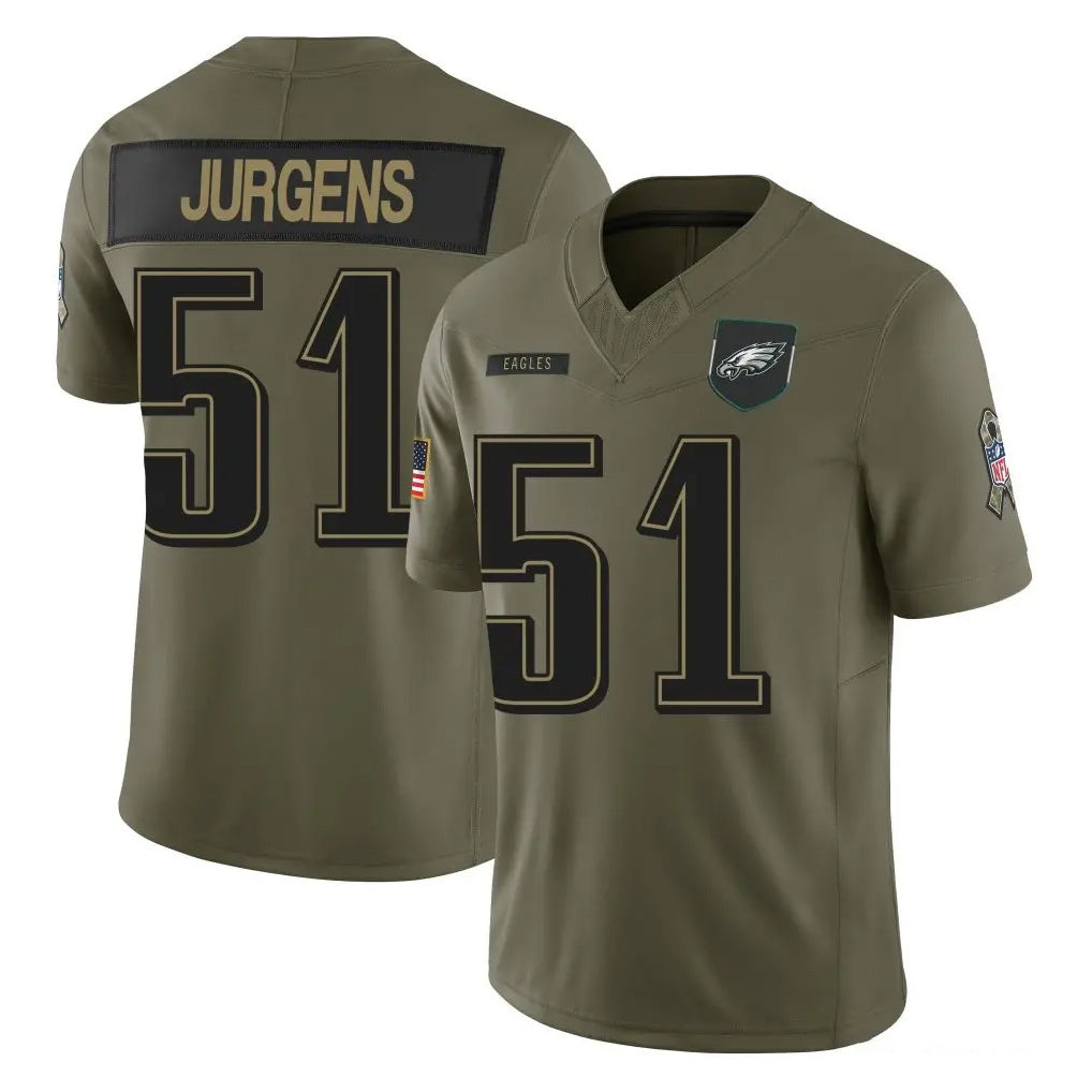 CAdoa P.Eagles #51 Cam Jurgens Player Olive 2025 Salute To Service Limited Stitched Jerseys