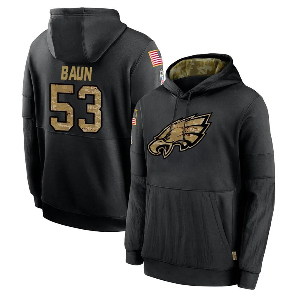 CAdoa P.Eagles #53 Zack Baun Player Black Salute to Service Hoodies Limited Game Stitched Jerseys
