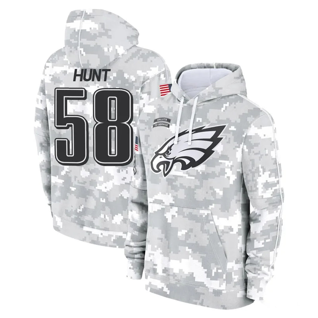 CAdoa P.Eagles #58 Jalyx Hunt Player Arctic Camo Salute to Service Pullover Hoodies Limited Game Stitched Jerseys