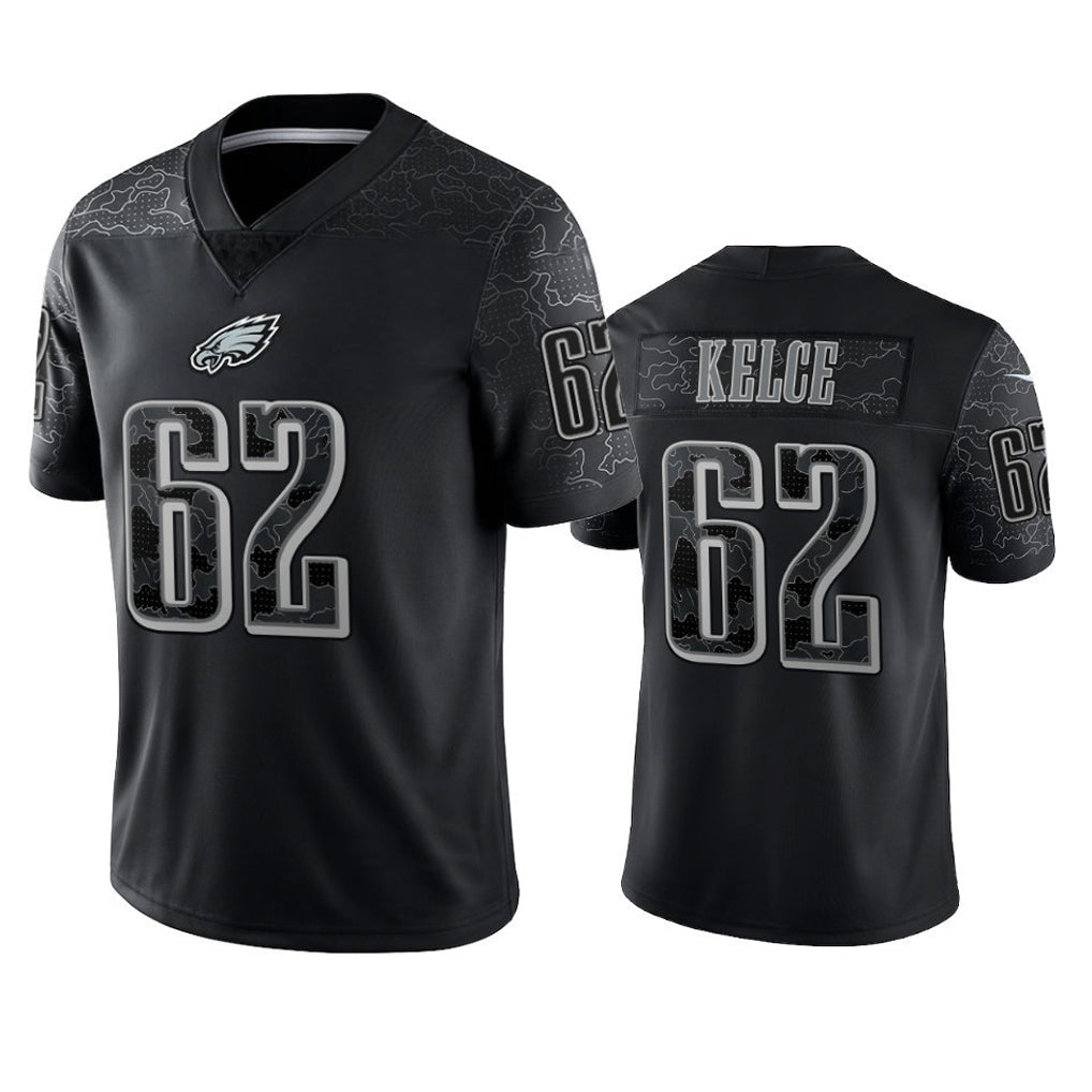 CAdoa P.Eagles #62 Jason Kelce Player Black REFLECTIVE Limited Stitched Jerseys