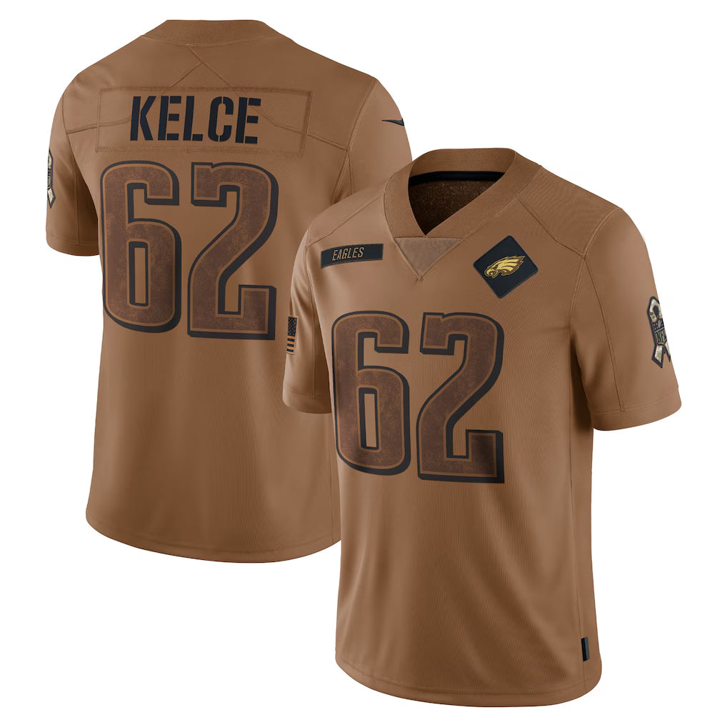 CAdoa P.Eagles #62 Jason Kelce Player Brown Salute To Service Limited Stitched Jerseys