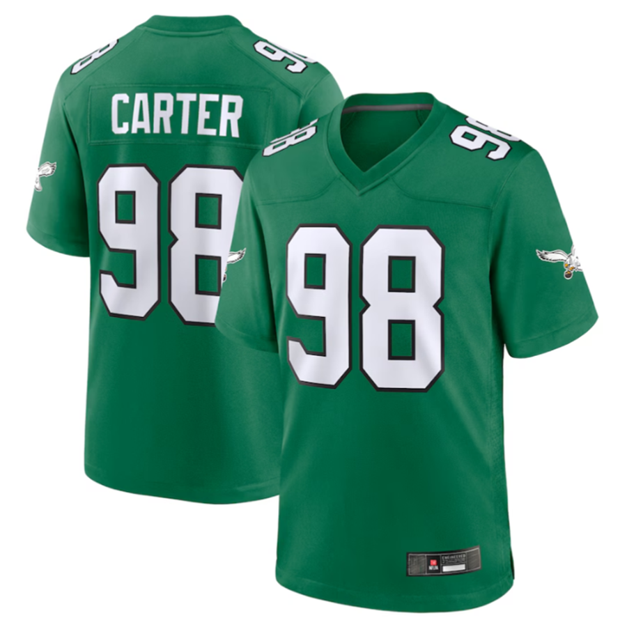CAdoa P.Eagles #98 Jalen Carter Green Alternate Game Jersey Stitched American Stitched Jersey