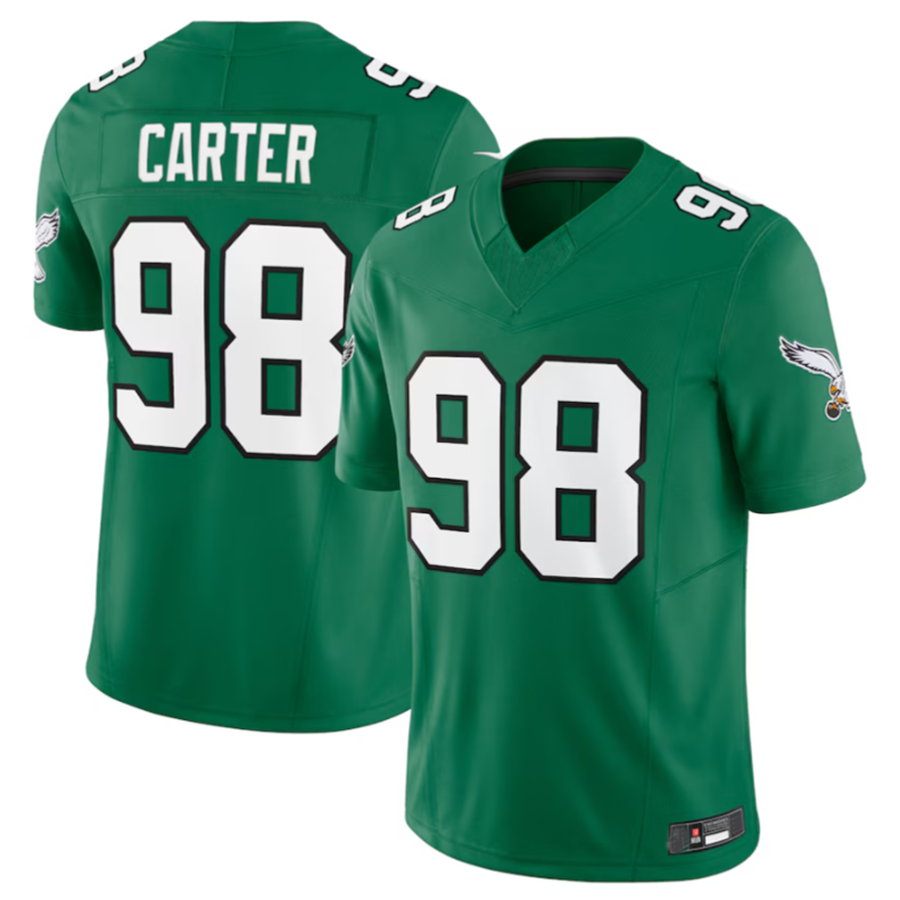 CAdoa P.Eagles #98 Jalen Carter Green Alternate Vapor F.U.S.E. Limited Stitched American Stitched Jerseys