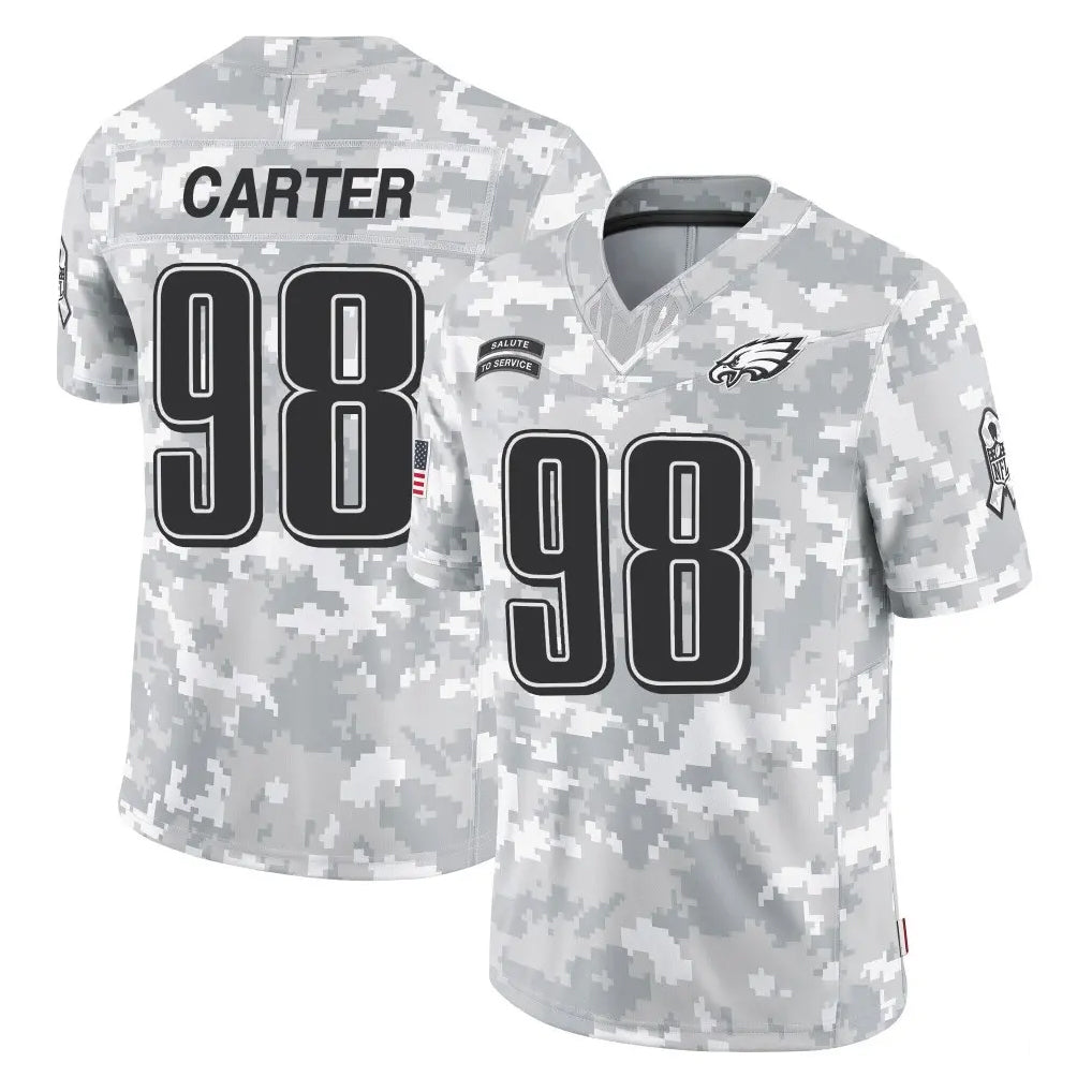 CAdoa P.Eagles #98 Jalen Carter Player Arctic Camo Salute to Service Limited Game Stitched Jerseys