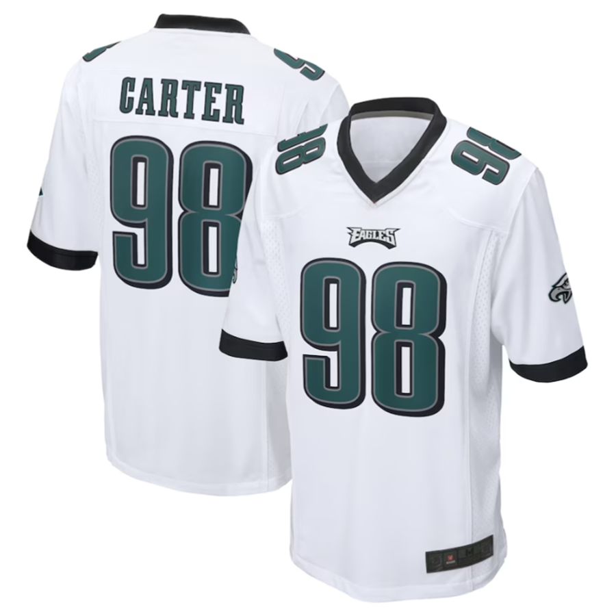 CAdoa P.Eagles #98 Jalen Carter White Game Stitched American Stitched Jerseys