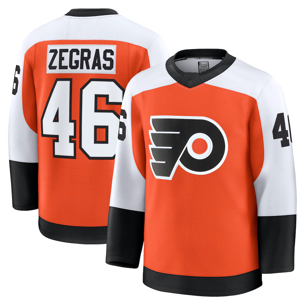 CAdoa P.Flyers #46 Trevor Zegras Orange Home Breakaway Jerseys