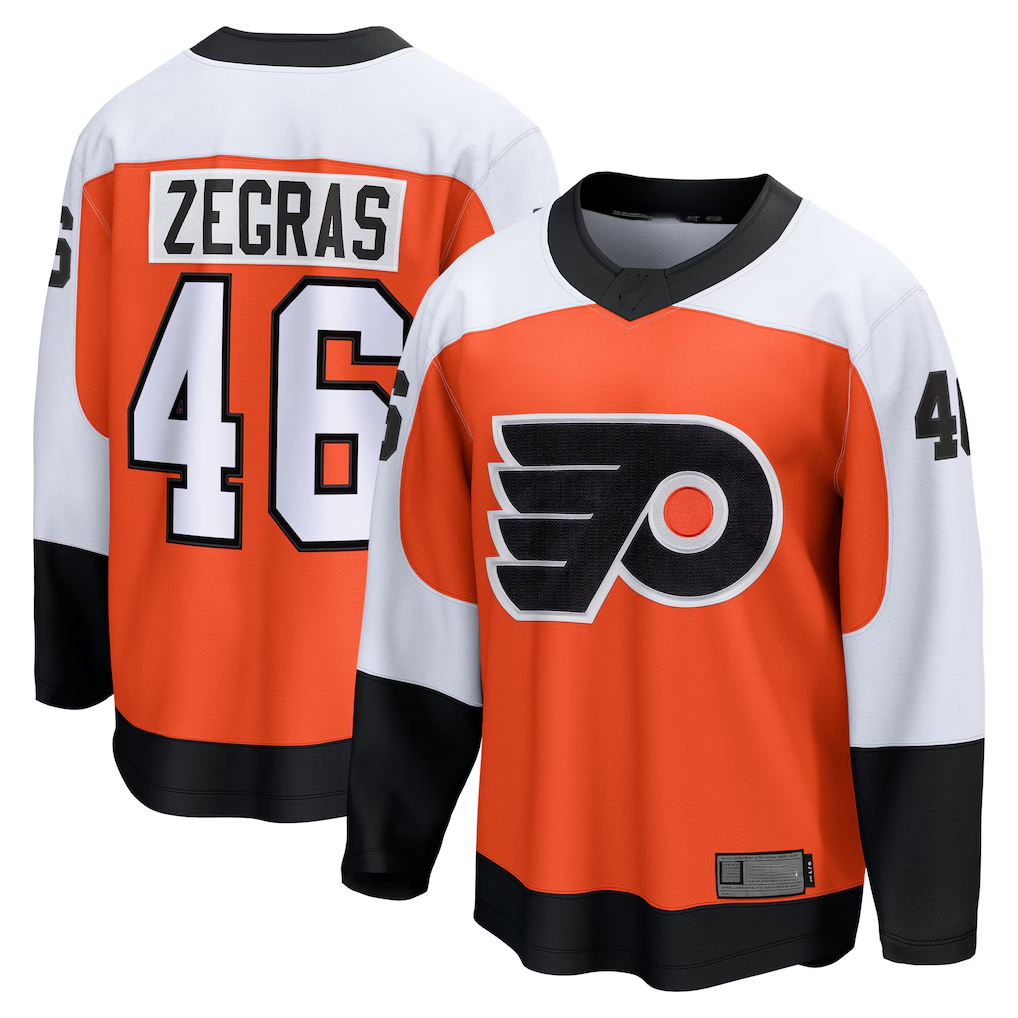 CAdoa P.Flyers #46 Trevor Zegras Orange Home Premium Jerseys