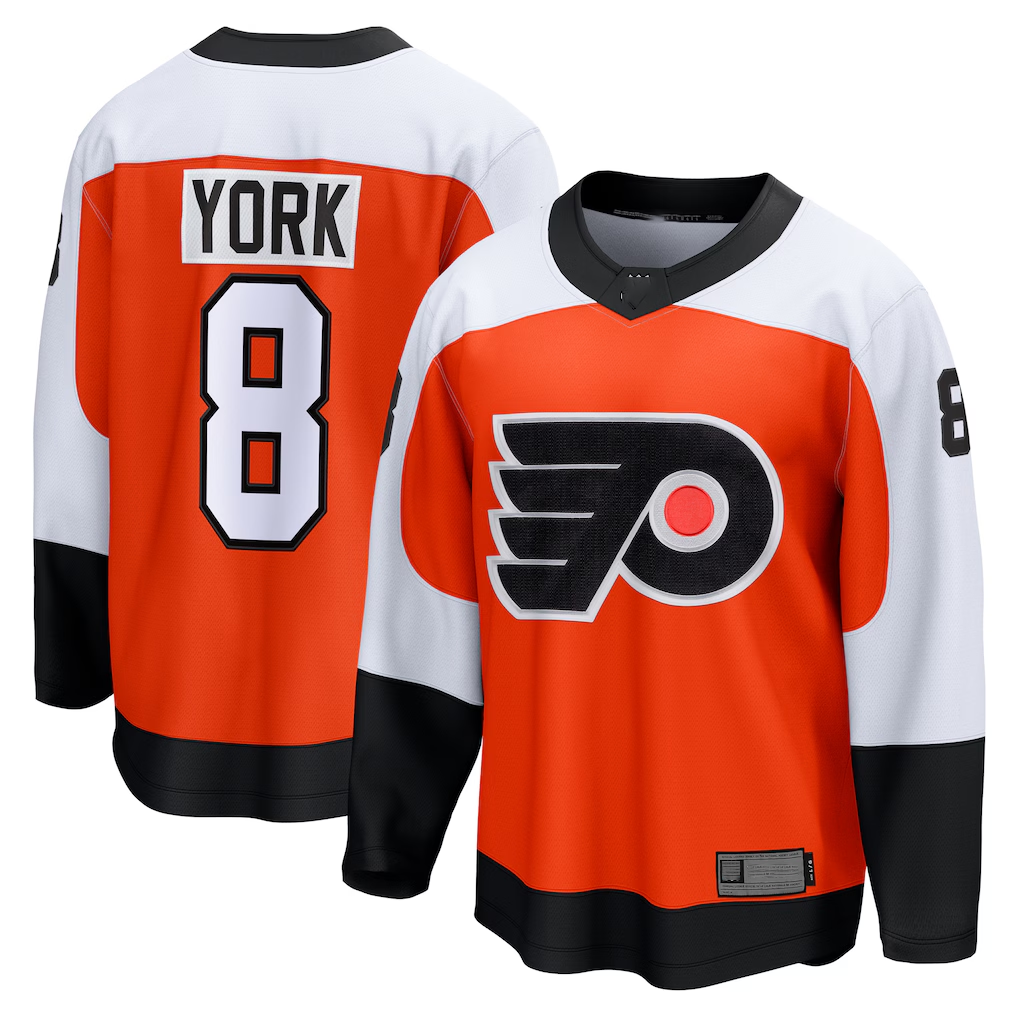 CAdoa P.Flyers #8 Cam York Orange Home Breakaway Jerseys