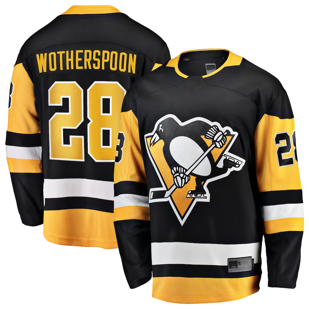 CAdoa P.Penguins #28 Parker Wotherspoon Black Home Breakaway Jerseys