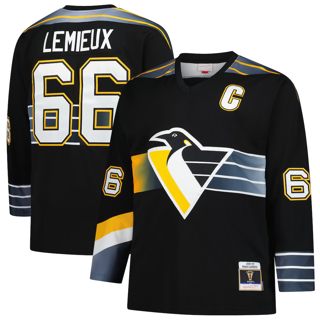CAdoa P.Penguins #66 Mario Lemieux Mitchell & Ness Black 1996-97 Blue Line 2.0 Jerseys