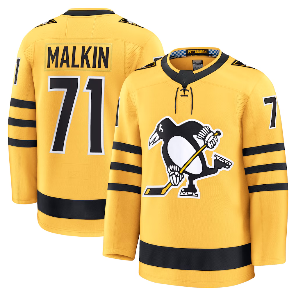 CAdoa P.Penguins #71 Evgeni Malkin Gold Alternate Premium Player Jerseys