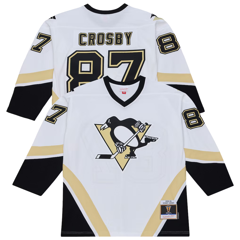 CAdoa P.Penguins #87 Sidney Crosby Mitchell & Ness White 2005 Power Play Jerseys