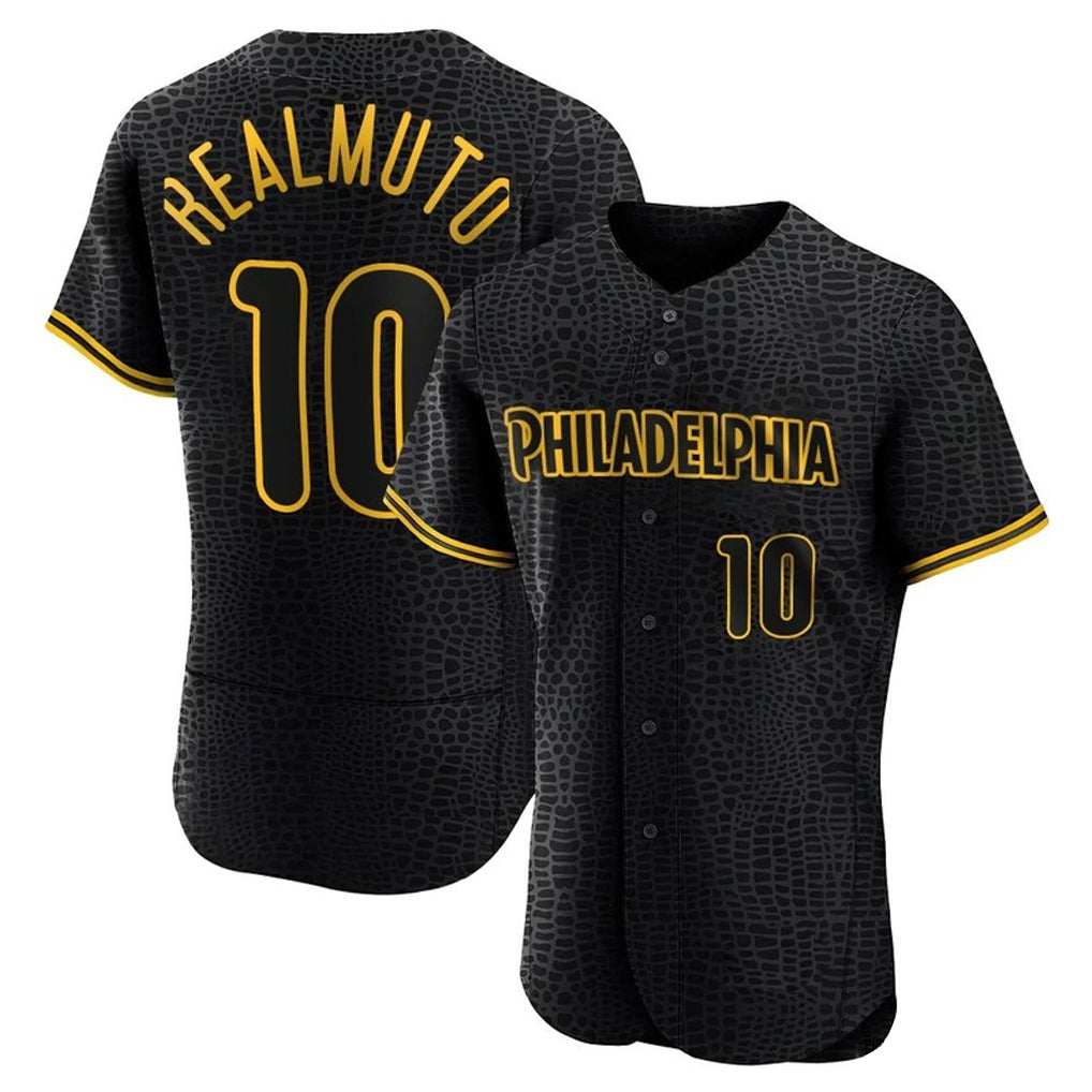 CAdoa P.Phillies #10 J.T. Realmuto Player Black Snake Skin City Home Limited Elite Stitched Jerseys