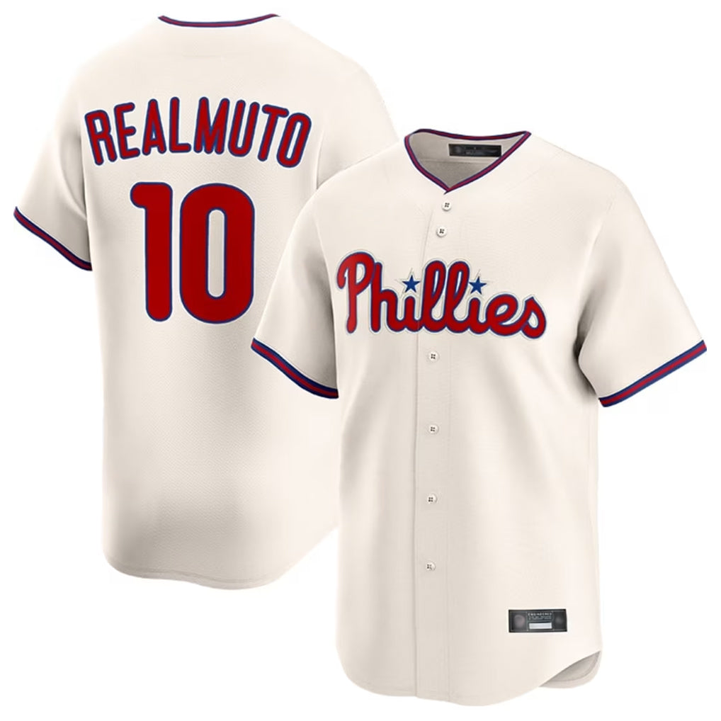 CAdoa P.Phillies #10 J.T. Realmuto Player Cream Home Limited Stitched Jerseys