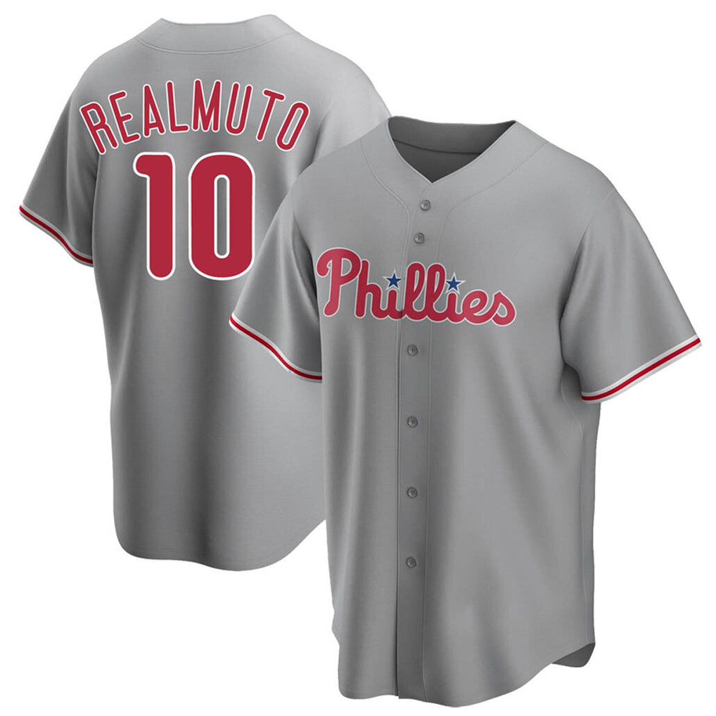 CAdoa P.Phillies #10 J.T. Realmuto Player Gray Game Stitched Jerseys