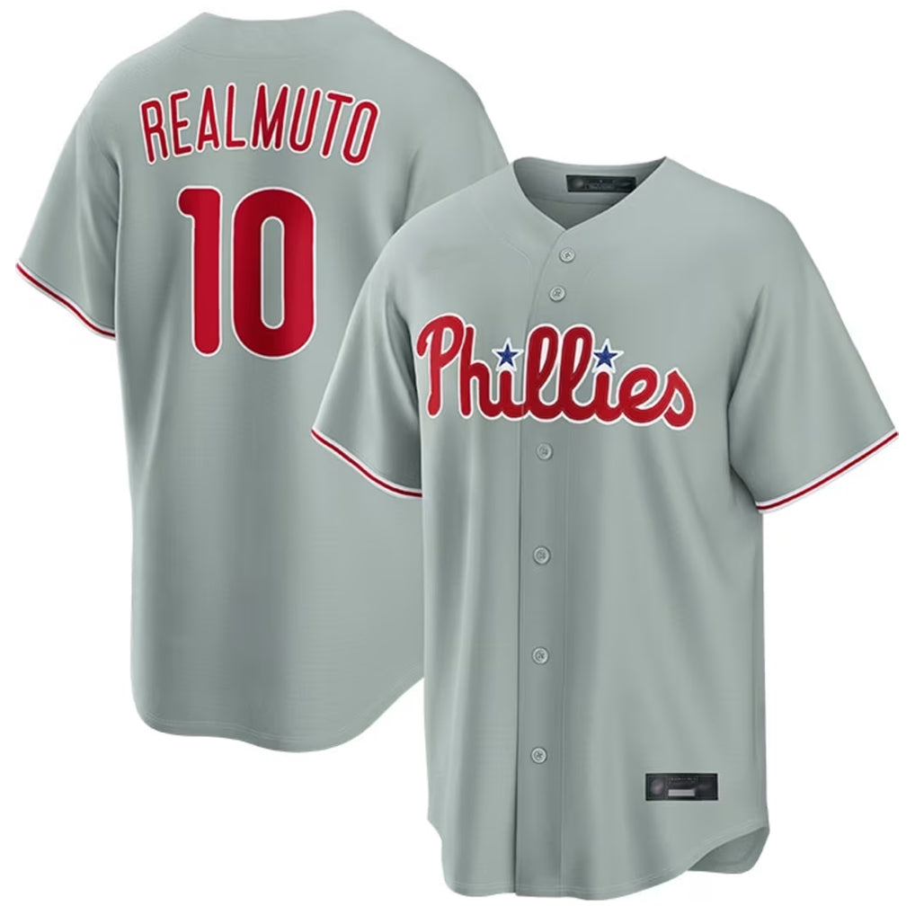 CAdoa P.Phillies #10 J.T. Realmuto Player Gray Home Game Stitched Jerseys
