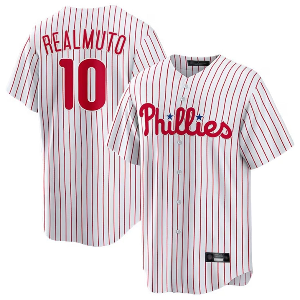 CAdoa P.Phillies #10 J.T. Realmuto Player White Home Game Stitched Jerseys