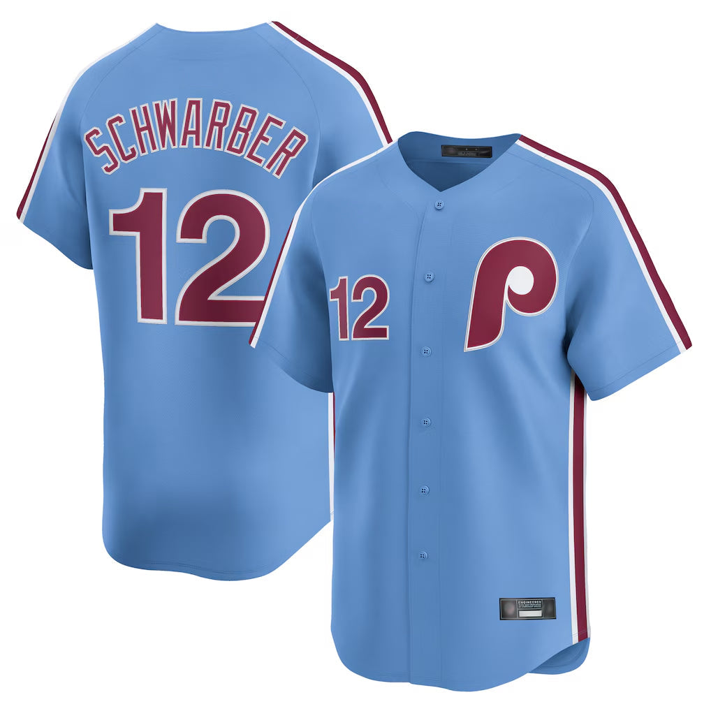 CAdoa P.Phillies #12 Kyle Schwarber Player Light Blue Home Limited Stitched Jerseys