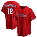 CAdoa P.Phillies #12 Kyle Schwarber Player Red Home Game Stitched Jerseys
