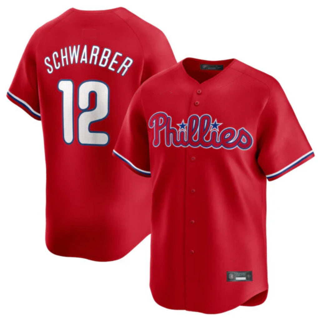 CAdoa P.Phillies #12 Kyle Schwarber Player Red Home Limited Stitched Jerseys
