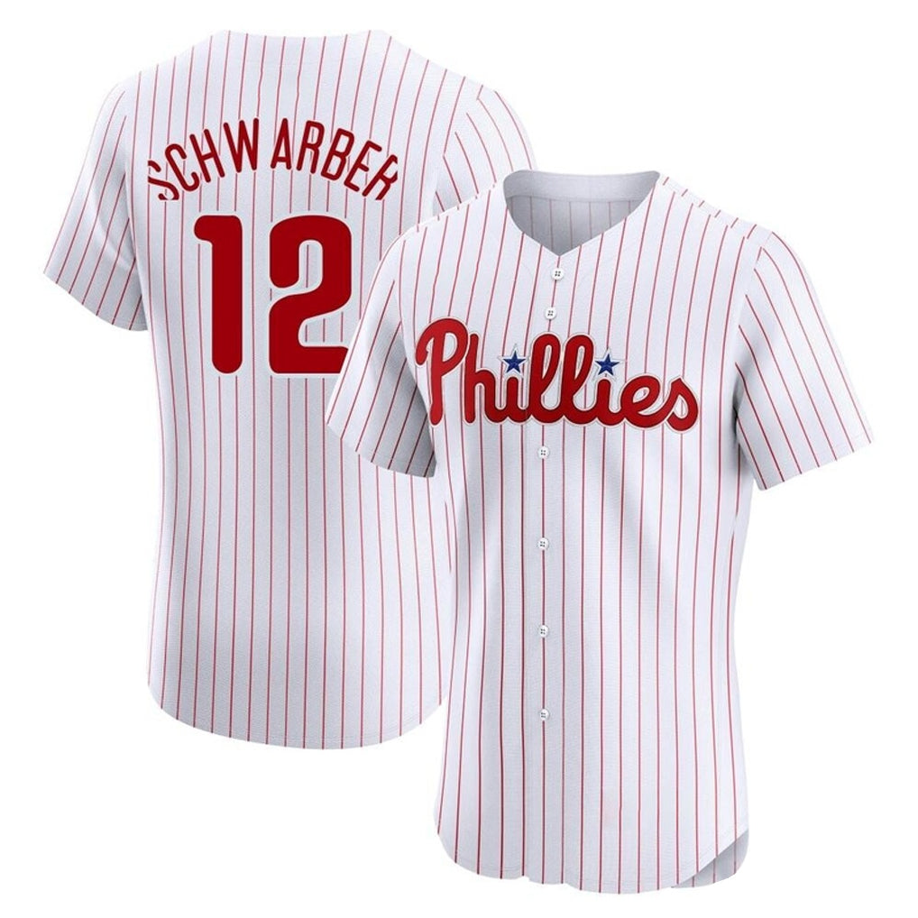 CAdoa P.Phillies #12 Kyle Schwarber Player White Home Limited Elite Stitched Jerseys