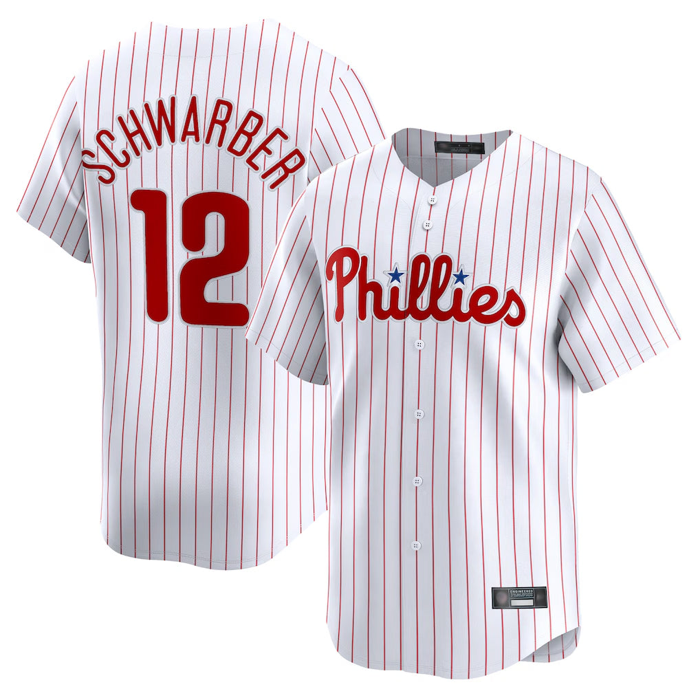 CAdoa P.Phillies #12 Kyle Schwarber Player White Home Limited Stitched Jerseys
