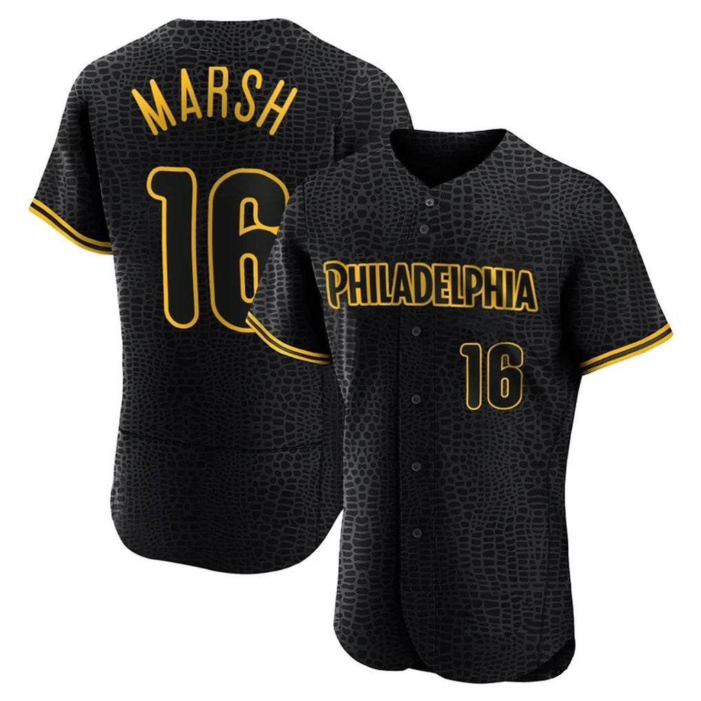 CAdoa P.Phillies #16 Brandon Marsh Player Black Snake Skin City Home Limited Elite Stitched Jerseys