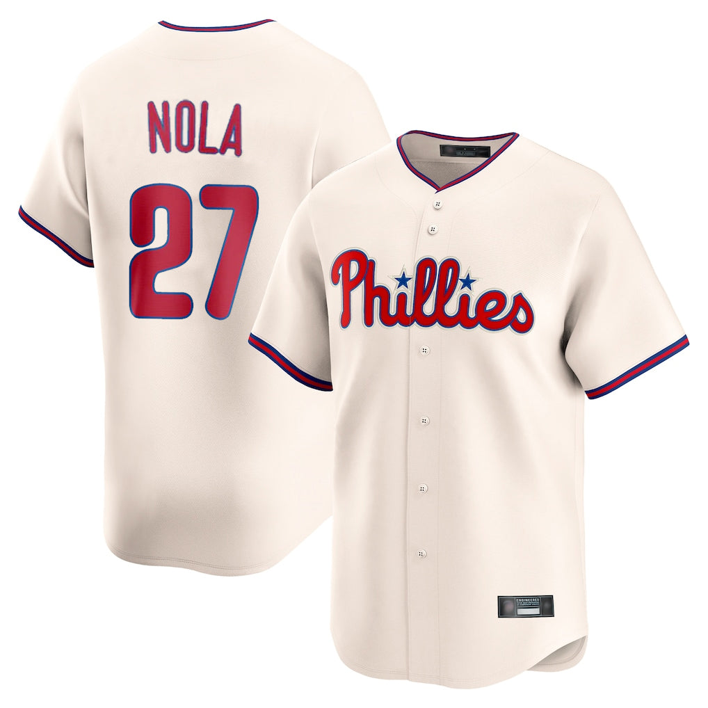 CAdoa P.Phillies #27 Aaron Nola Player Cream Home Limited Stitched Jerseys