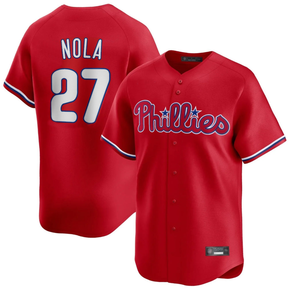 CAdoa P.Phillies #27 Aaron Nola Player Red Home Limited Stitched Jerseys