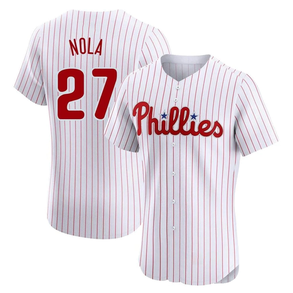 CAdoa P.Phillies #27 Aaron Nola Player White Home Limited Elite Stitched Jerseys