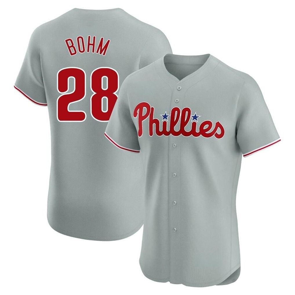CAdoa P.Phillies #28 Alec Bohm Player Gray Home Limited Elite Stitched Jerseys