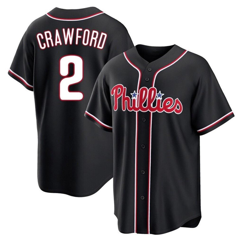 CAdoa P.Phillies #2 Justin Crawford Player Black Fashion Out Home Game Stitched Jerseys