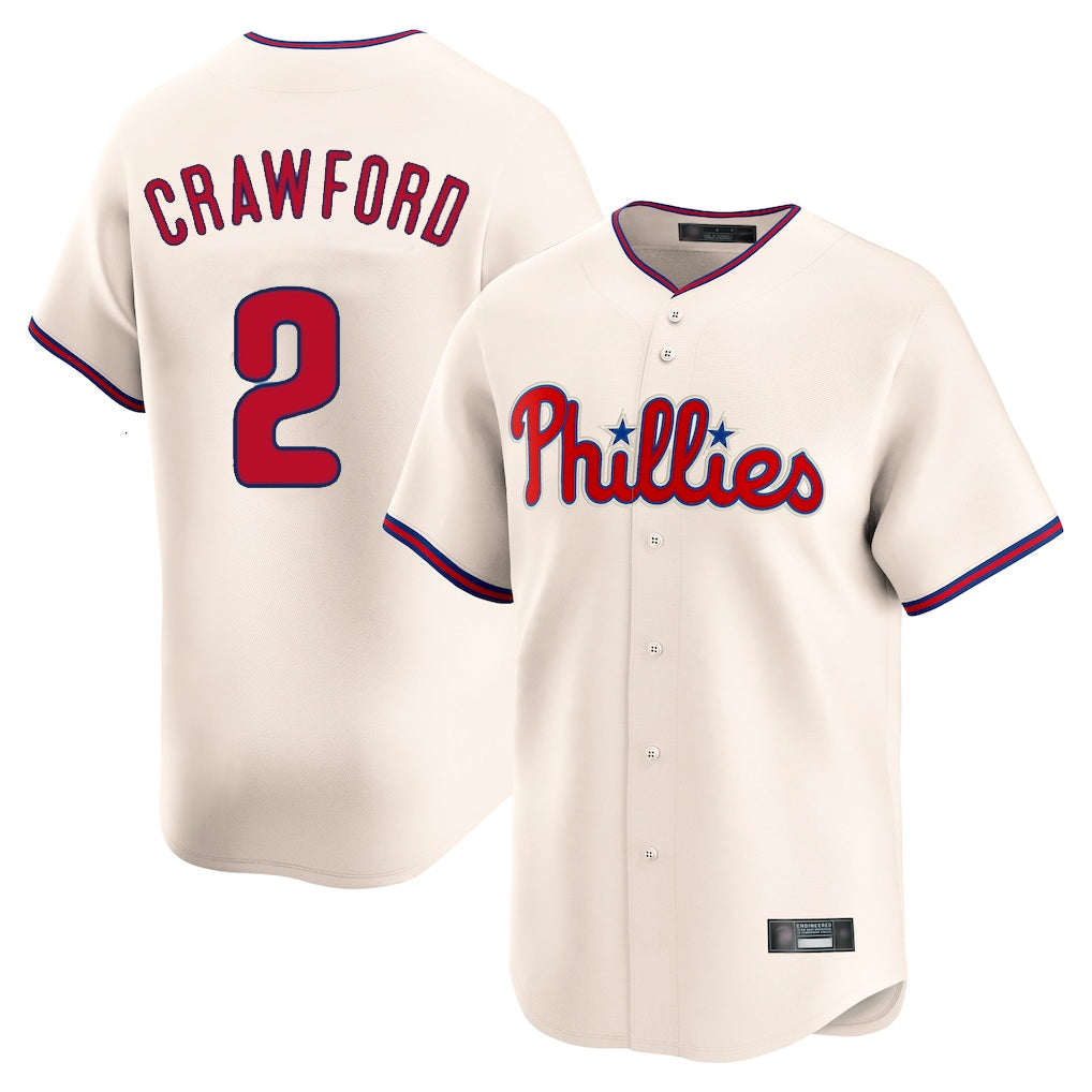 CAdoa P.Phillies #2 Justin Crawford Player Cream Home Limited Stitched Jerseys