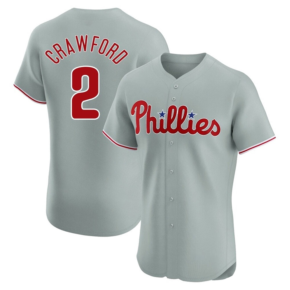 CAdoa P.Phillies #2 Justin Crawford Player Gray Home Limited Elite Stitched Jerseys