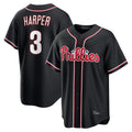 CAdoa P.Phillies #3 Bryce Harper Player Black Fashion Out Home Game Stitched Jerseys