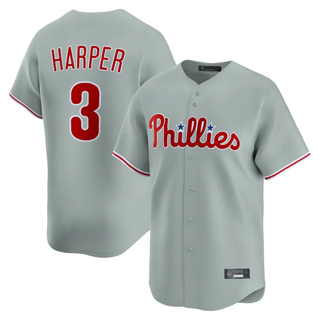 CAdoa P.Phillies #3 Bryce Harper Player Gray Home Limited Stitched Jerseys