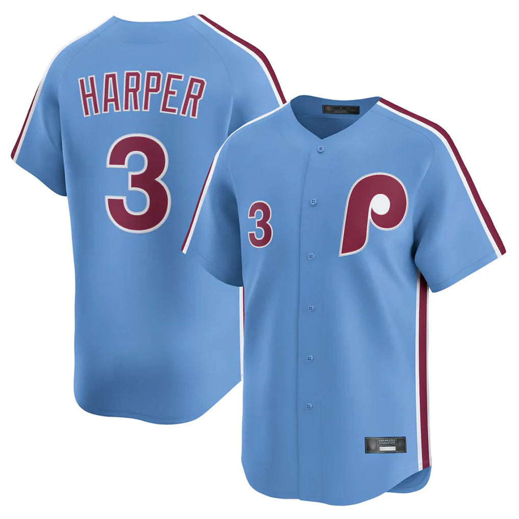 CAdoa P.Phillies #3 Bryce Harper Player Light Blue Home Limited Stitched Jerseys