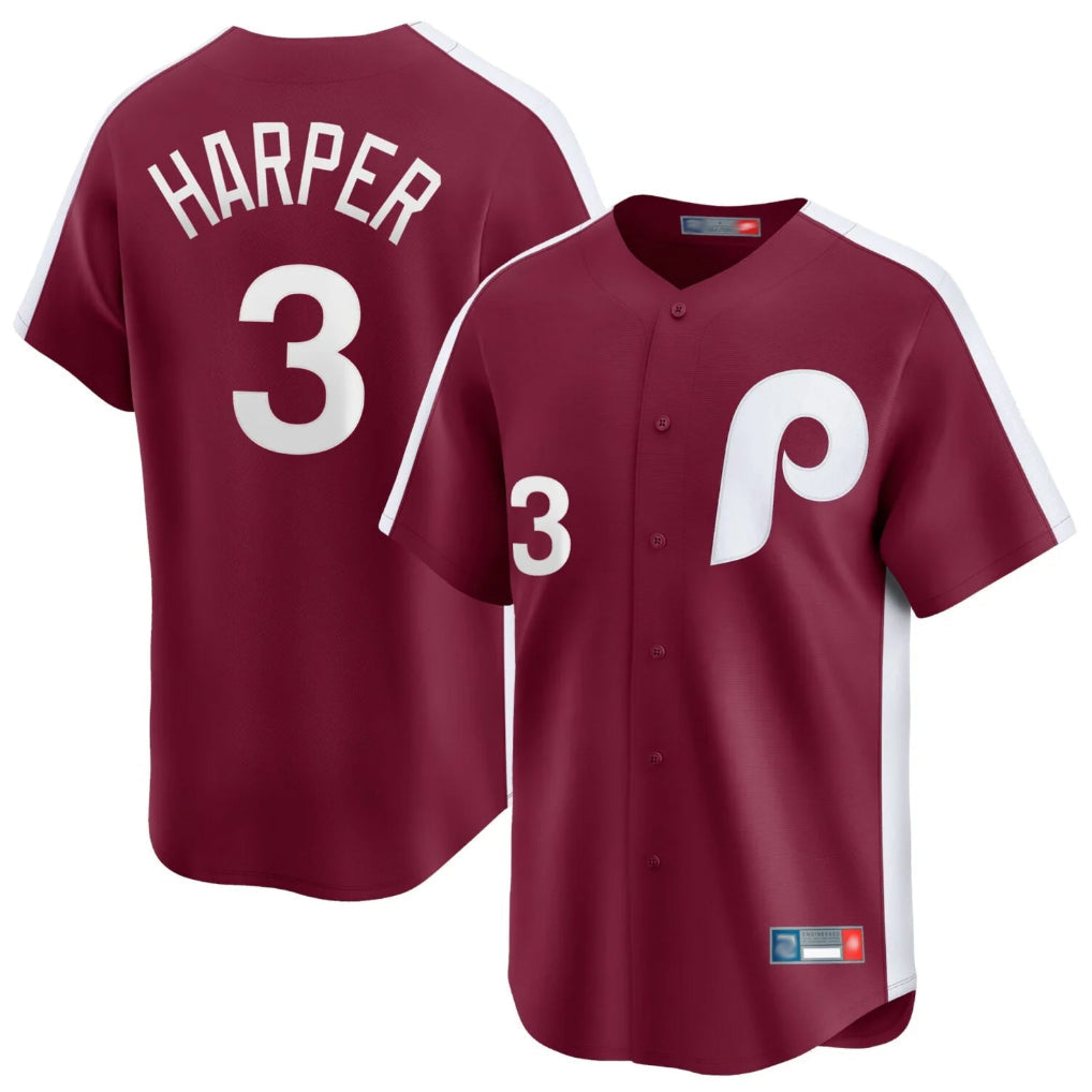 CAdoa P.Phillies #3 Bryce Harper Player Red Cooperstown Collection Limited Home Stitched Jerseys