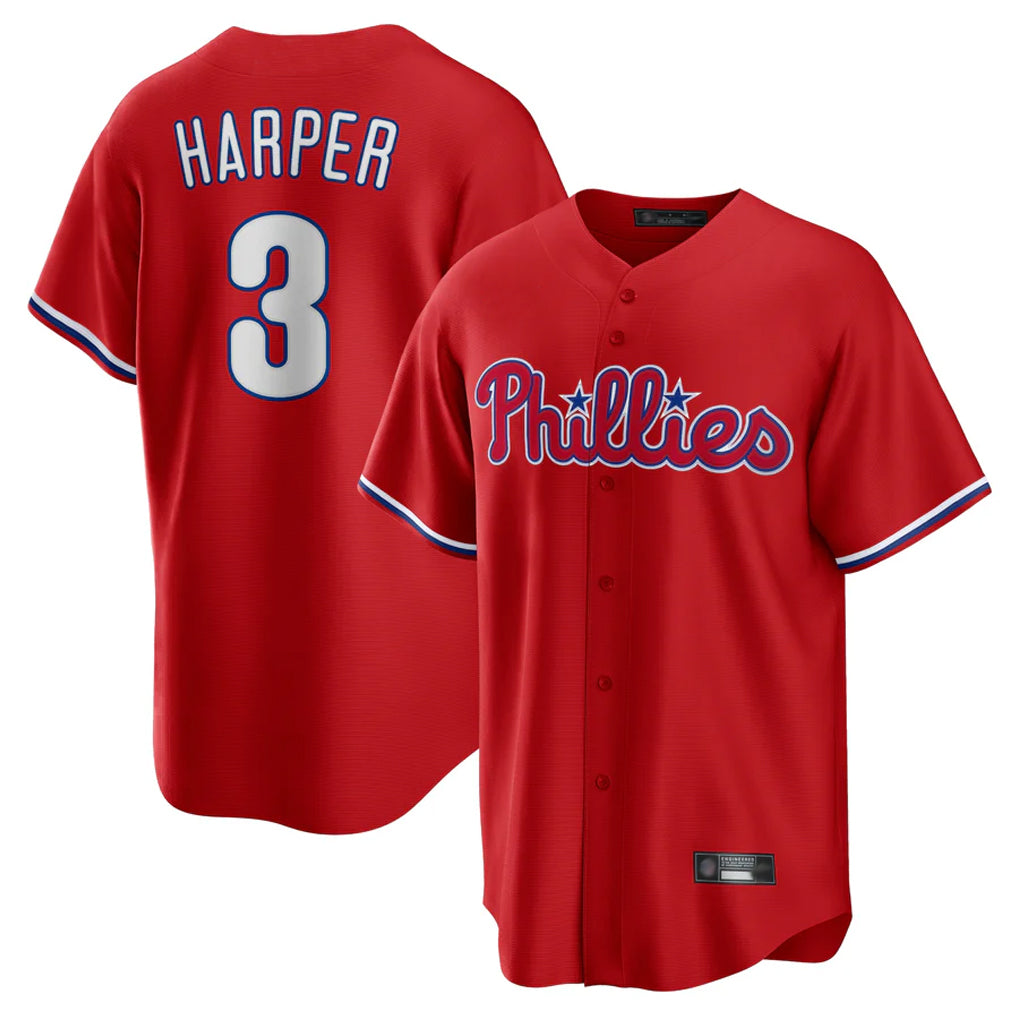CAdoa P.Phillies #3 Bryce Harper Player Red Home Game Stitched Jerseys