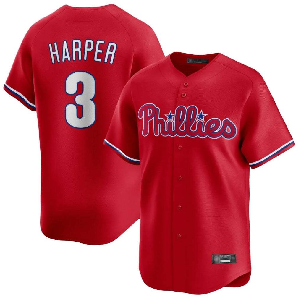 CAdoa P.Phillies #3 Bryce Harper Player Red Home Limited Stitched Jerseys