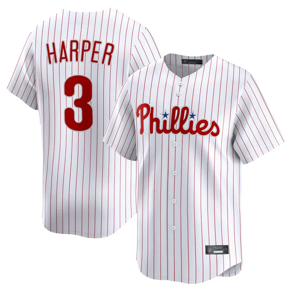 CAdoa P.Phillies #3 Bryce Harper Player White Home Limited Stitched Jerseys