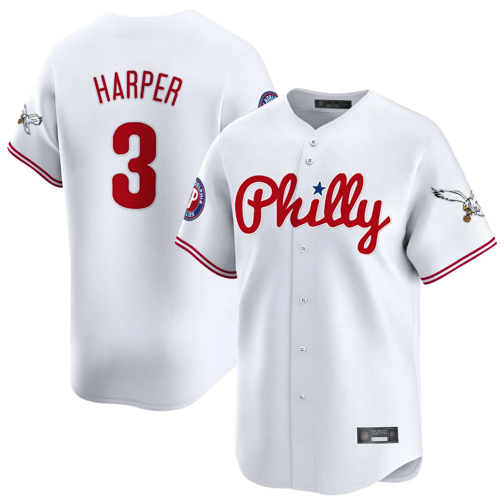 CAdoa P.Phillies #3 Bryce Harper Player White Phillies & Eagles Vapor Premier Limited Stitched Jersey