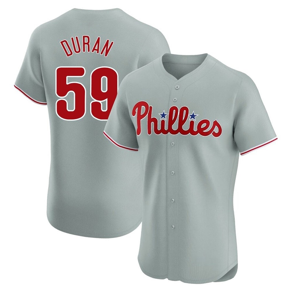 CAdoa P.Phillies #59 Jhoan Duran Player Gray Home Limited Elite Stitched Jerseys