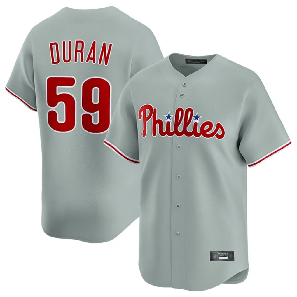 CAdoa P.Phillies #59 Jhoan Duran Player Gray Home Limited Stitched Jerseys