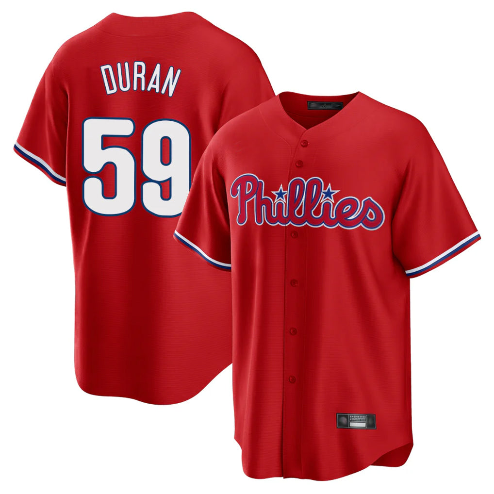 CAdoa P.Phillies #59 Jhoan Duran Player Red Home Game Stitched Jerseys