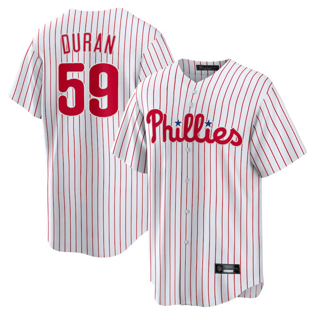 CAdoa P.Phillies #59 Jhoan Duran Player White Home Game Stitched Jerseys