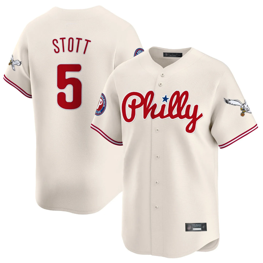 CAdoa P.Phillies #5 Bryson Stott Player Cream Phillies & Eagles Vapor Premier Limited Stitched Jerseys