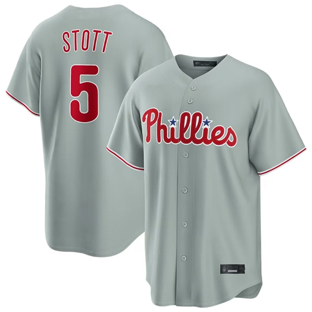 CAdoa P.Phillies #5 Bryson Stott Player Gray Home Game Stitched Jerseys