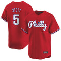 CAdoa P.Phillies #5 Bryson Stott Player Red Home Limited Stitched Jerseys