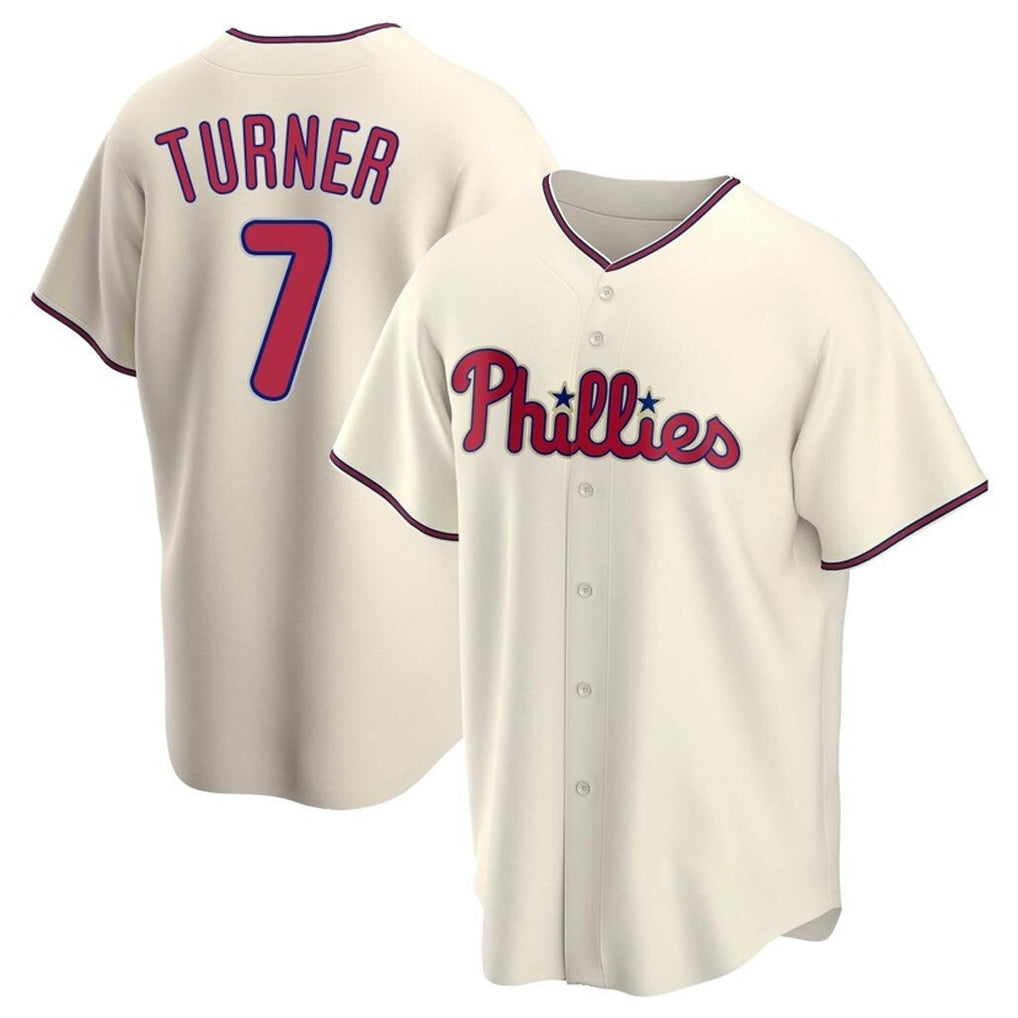 CAdoa P.Phillies #7 Trea Turner Player Cream Home Game Stitched Jerseys